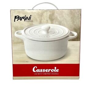 Parini Cookware-White Flameproof Casserole 1.5 Quart